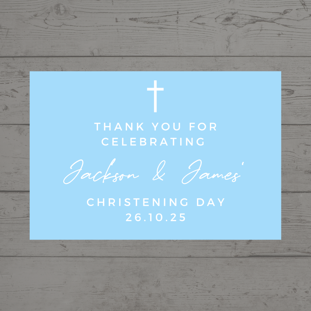 Rectangle Stickers | Party Stickers | Blue Christening Party Stickers | Party Bag Stickers