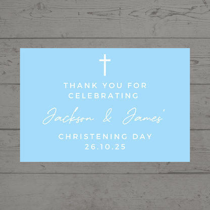 Rectangle Stickers | Party Stickers | Blue Christening Party Stickers | Party Bag Stickers