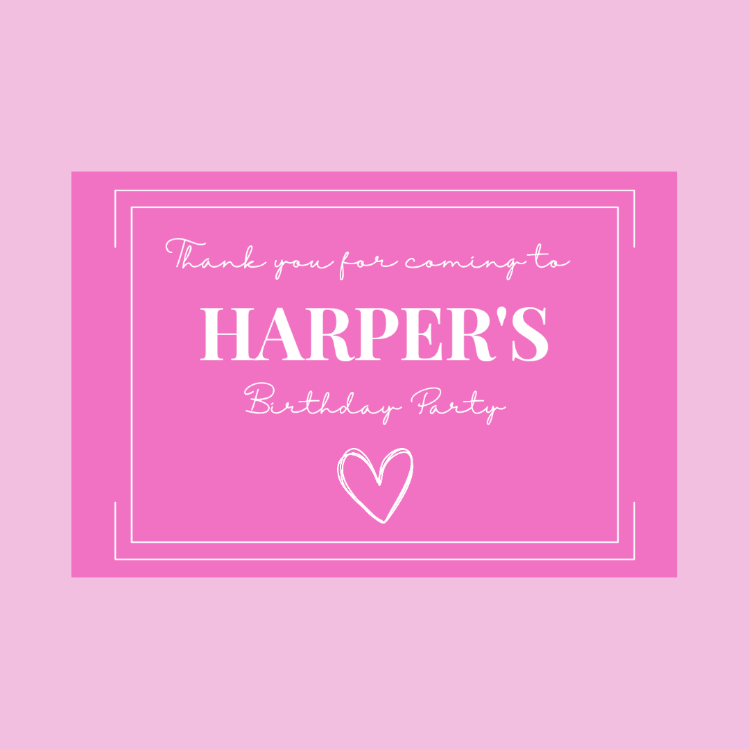 Rectangle Stickers | Pink Party Stickers | Party Bag Stickers