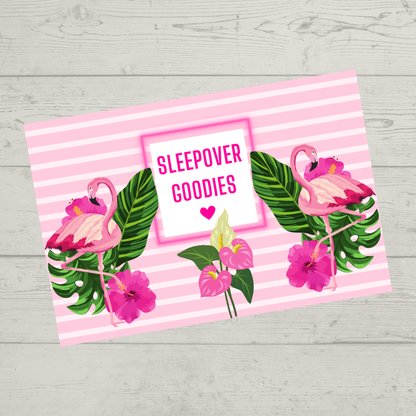 Rectangle Stickers | Flamingo Party Stickers | Flaimingo Party Stickers | Party Bag Stickers - Dinky Designs