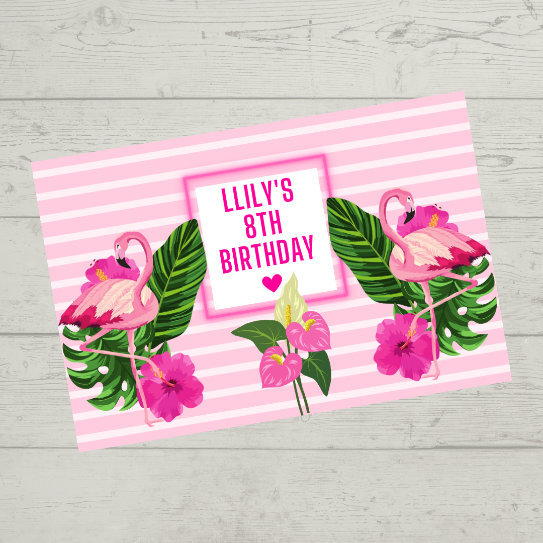Rectangle Stickers | Flamingo Party Stickers | Flaimingo Party Stickers | Party Bag Stickers - Dinky Designs