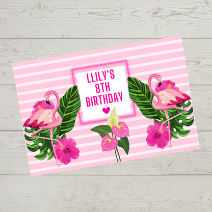 Rectangle Stickers | Flamingo Party Stickers | Flaimingo Party Stickers | Party Bag Stickers - Dinky Designs