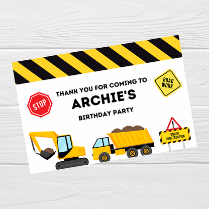 Rectangle Stickers | Construction Party Stickers | Party Bag Stickers - Dinky Designs