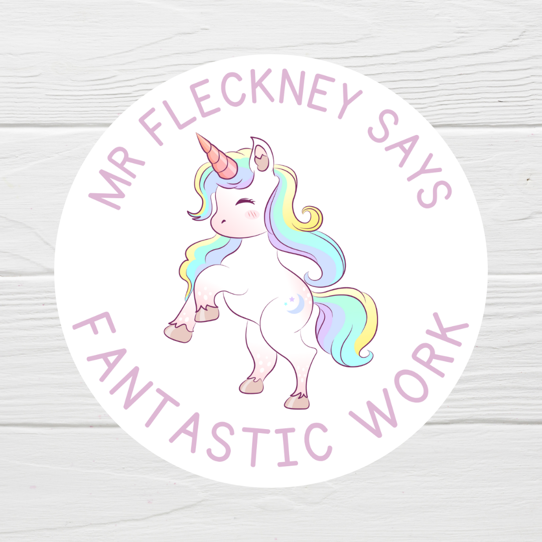 Unicorn Teacher Stickers | Sticker Sheet 45mm Circles | Well Done Stickers | Circle Stickers | Sticker Sheet | Personalised Star Classroom Stickers