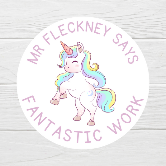 Unicorn Teacher Stickers | Sticker Sheet 45mm Circles | Well Done Stickers | Circle Stickers | Sticker Sheet | Personalised Star Classroom Stickers