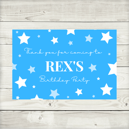 Rectangle Stickers | Blue Star Party Stickers | Party Bag Stickers