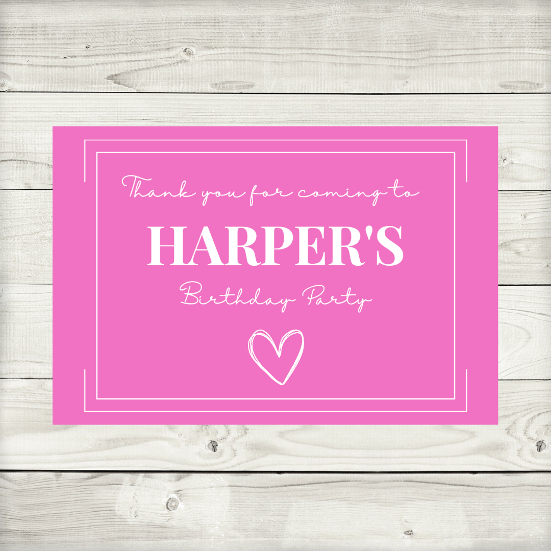 Rectangle Stickers | Pink Party Stickers | Party Bag Stickers