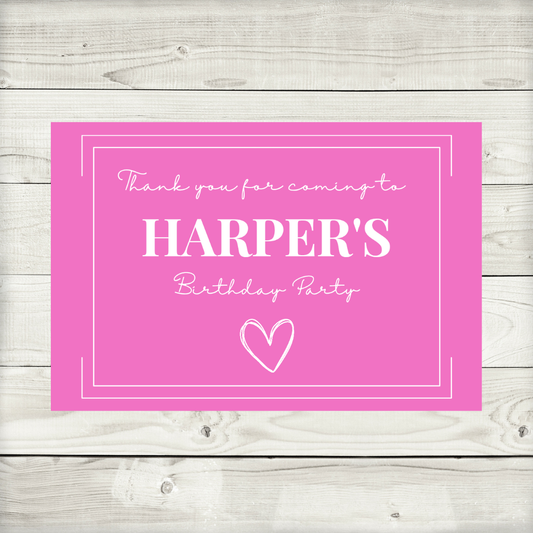 Rectangle Stickers | Pink Party Stickers | Party Bag Stickers