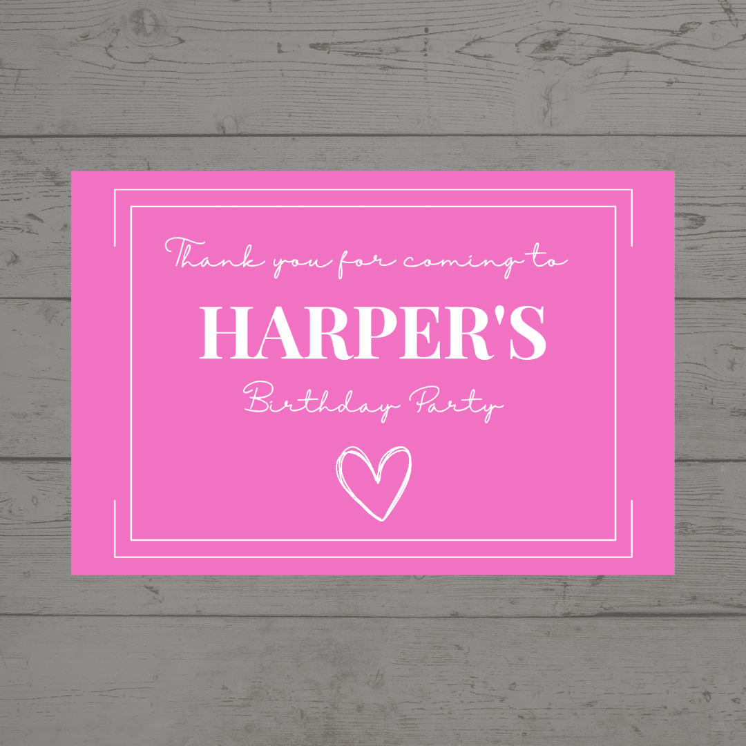 Rectangle Stickers | Pink Party Stickers | Party Bag Stickers