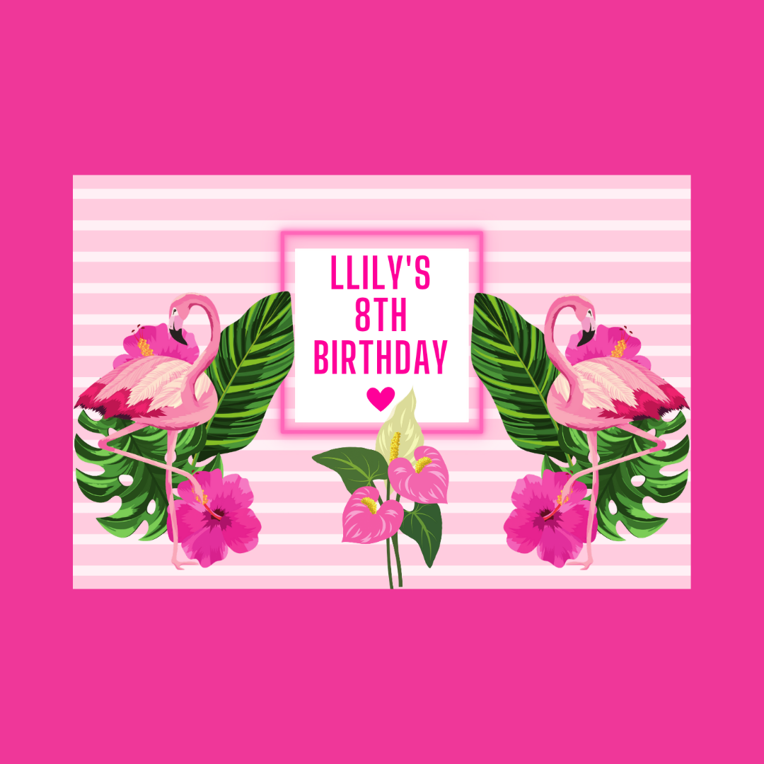 Rectangle Stickers | Flamingo Party Stickers | Flaimingo Party Stickers | Party Bag Stickers - Dinky Designs