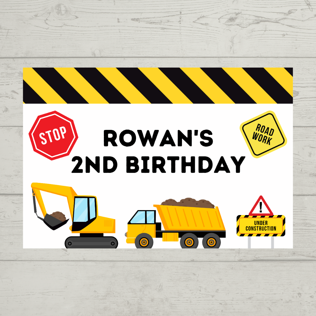 Rectangle Stickers | Construction Party Stickers | Party Bag Stickers - Dinky Designs