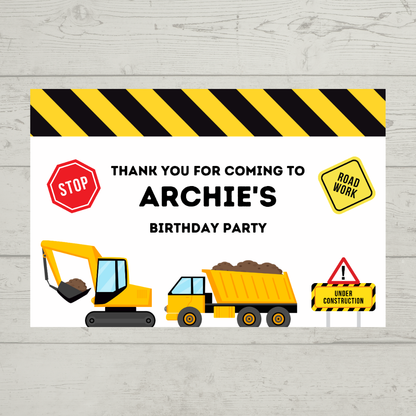 Rectangle Stickers | Construction Party Stickers | Party Bag Stickers - Dinky Designs