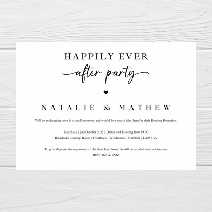 Wedding Invitations | A6 Invites | Happily Ever After Party Wedding Invitations | Wedding Party Invitations
