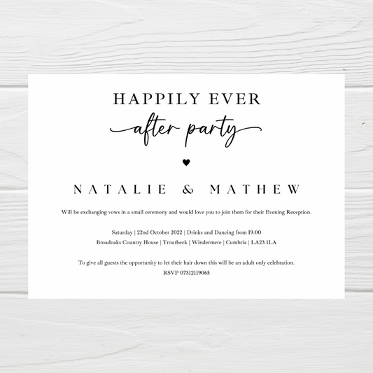 Wedding Invitations | A6 Invites | Happily Ever After Party Wedding Invitations | Wedding Party Invitations