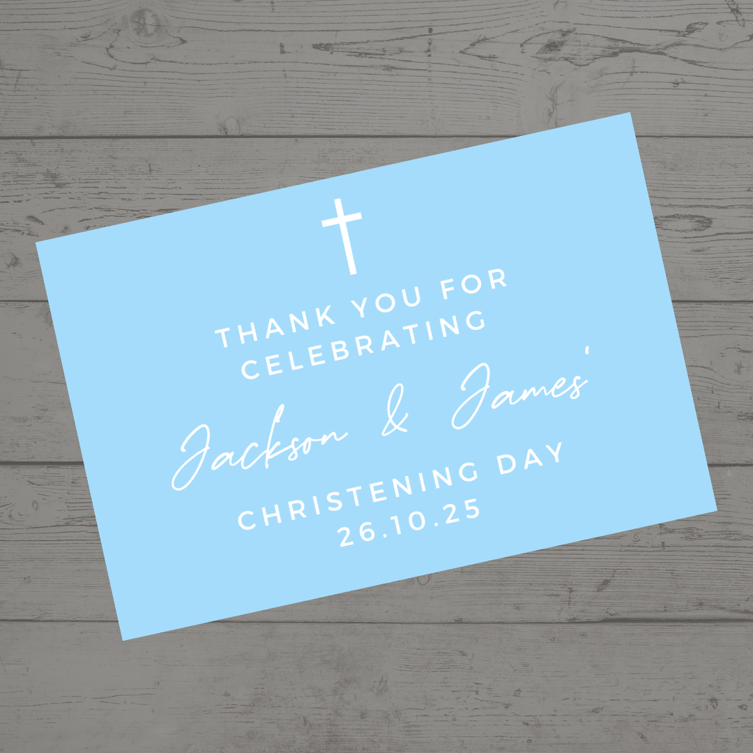 Rectangle Stickers | Party Stickers | Blue Christening Party Stickers | Party Bag Stickers