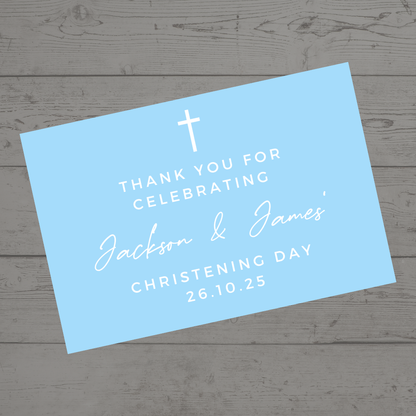 Rectangle Stickers | Party Stickers | Blue Christening Party Stickers | Party Bag Stickers