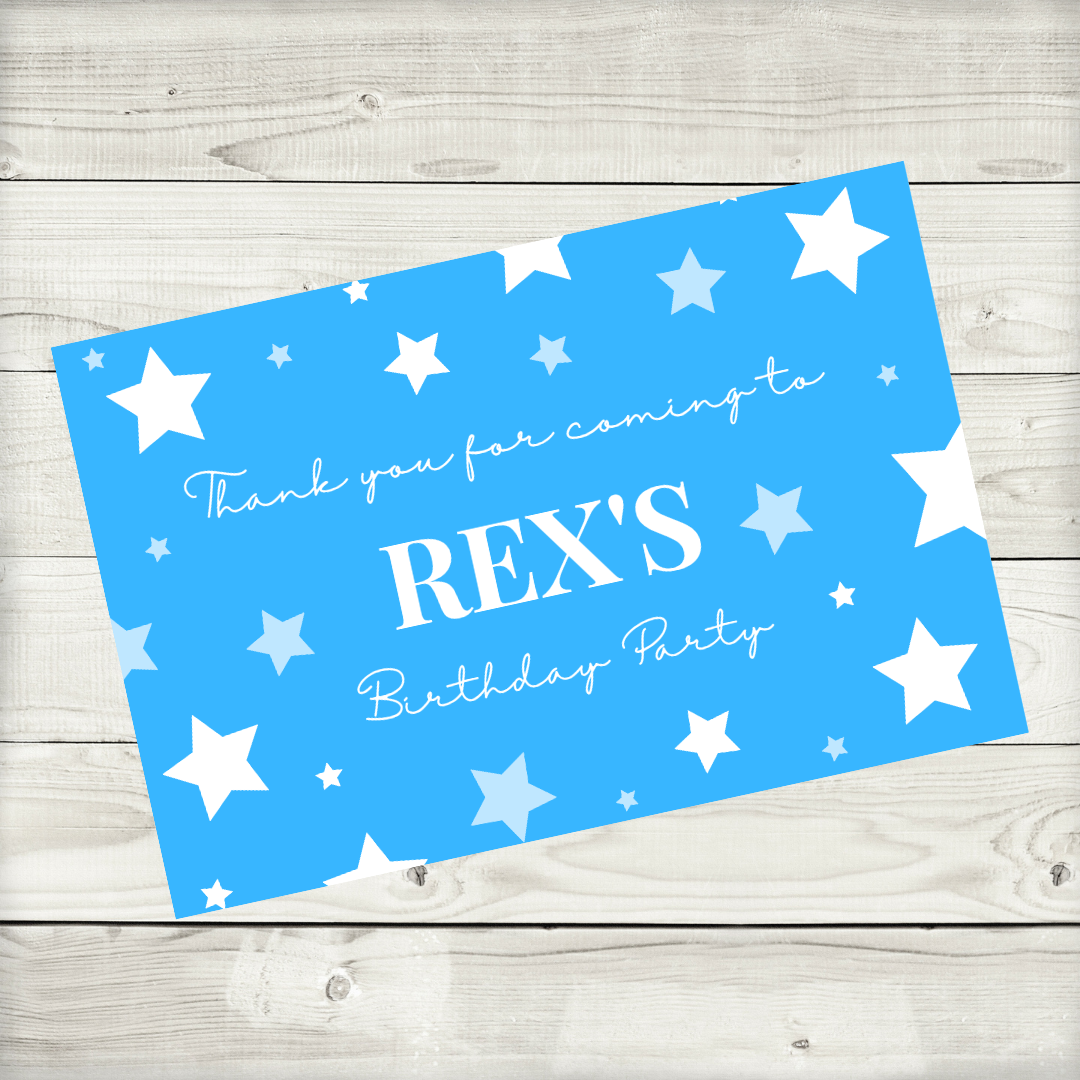 Rectangle Stickers | Blue Star Party Stickers | Party Bag Stickers