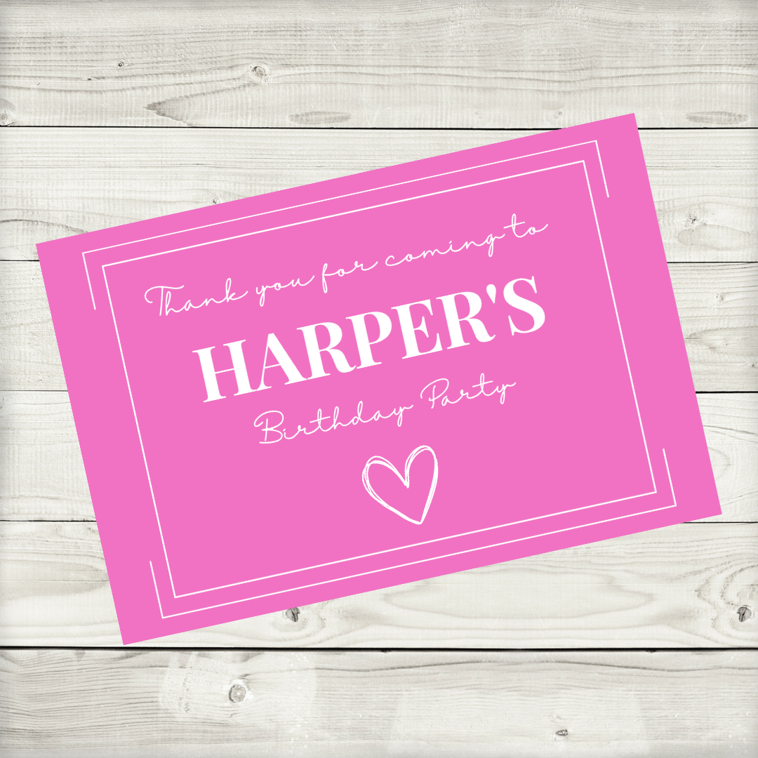 Rectangle Stickers | Pink Party Stickers | Party Bag Stickers