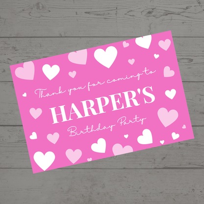 Rectangle Stickers | Pink Heart Party Stickers | Party Bag Stickers