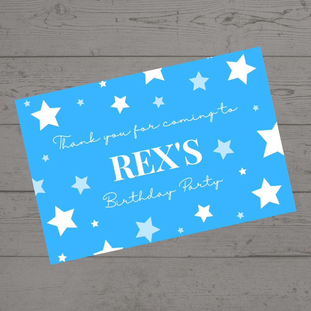 Rectangle Stickers | Blue Star Party Stickers | Party Bag Stickers