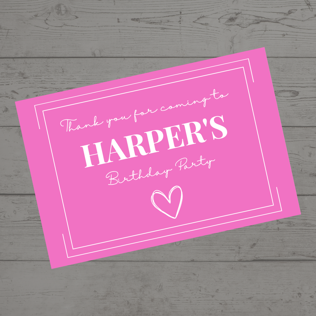 Rectangle Stickers | Pink Party Stickers | Party Bag Stickers