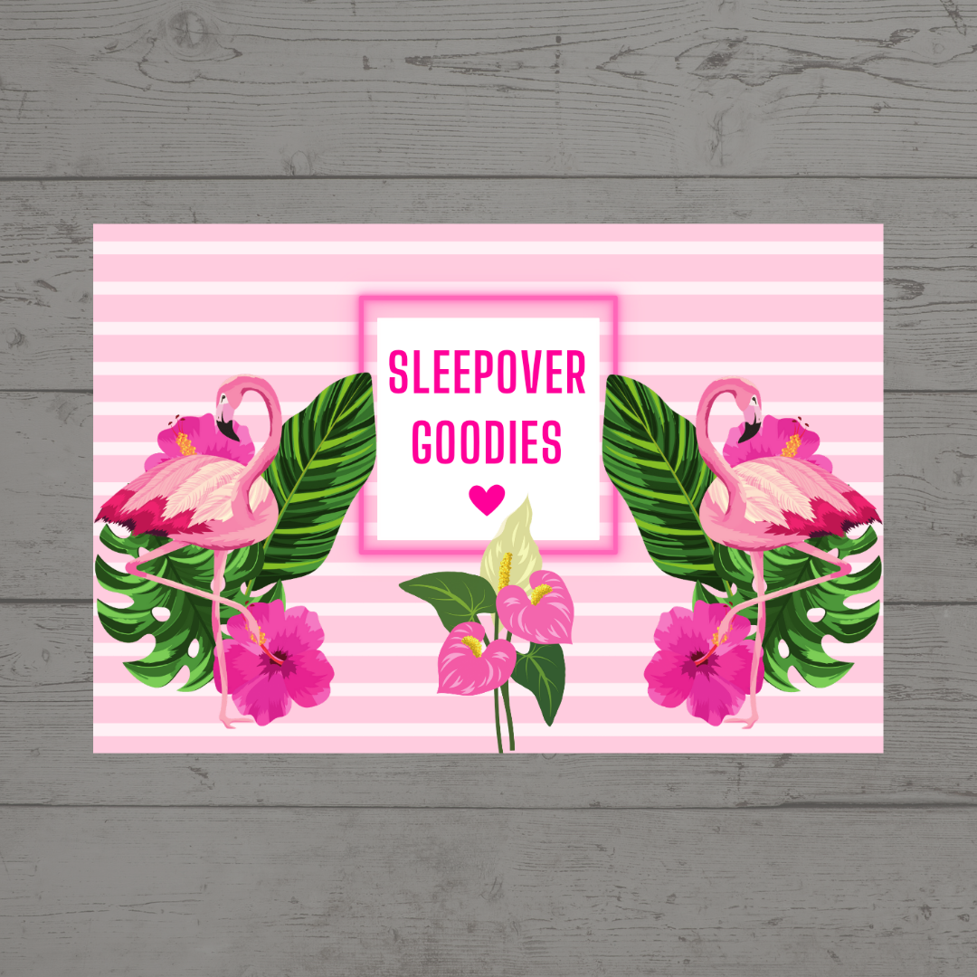 Rectangle Stickers | Flamingo Party Stickers | Flaimingo Party Stickers | Party Bag Stickers - Dinky Designs