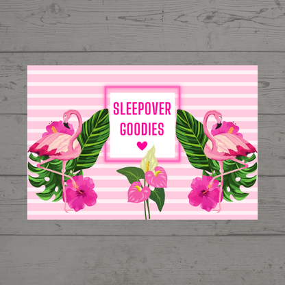 Rectangle Stickers | Flamingo Party Stickers | Flaimingo Party Stickers | Party Bag Stickers - Dinky Designs