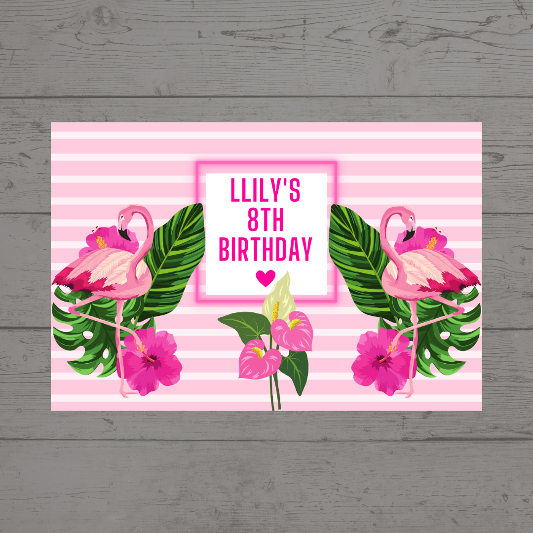 Rectangle Stickers | Flamingo Party Stickers | Flaimingo Party Stickers | Party Bag Stickers - Dinky Designs
