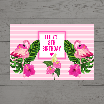 Rectangle Stickers | Flamingo Party Stickers | Flaimingo Party Stickers | Party Bag Stickers - Dinky Designs