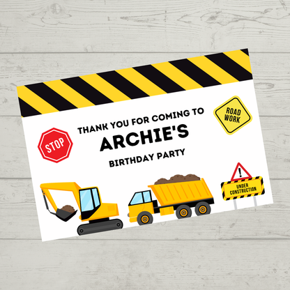 Rectangle Stickers | Construction Party Stickers | Party Bag Stickers - Dinky Designs