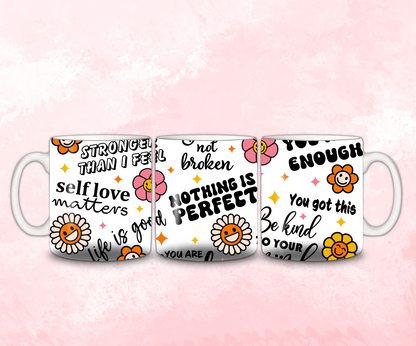 Positive Flower Affirmations Mug | Positive Quote Mug | Gift Idea