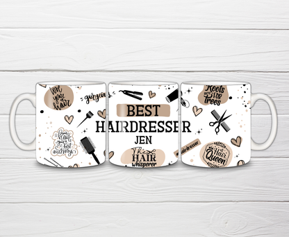 Personalised Hairdresser Mug | Beige Best Hairdresser Quote Mug | Gift Idea