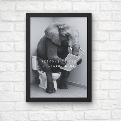 Bathroom Print | Welcome To The Thinking Spot | Elephant Print | Bathroom Decor - Dinky Designs