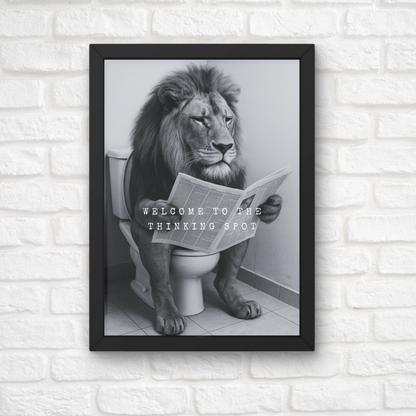 Bathroom Print | Welcome To The Thinking Spot | Lion Print | Bathroom Decor