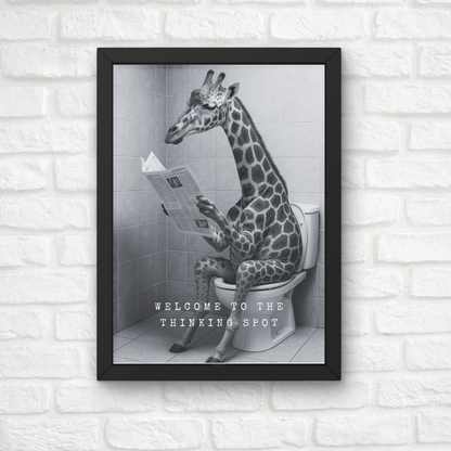 Bathroom Print | Welcome To The Thinking Spot | Giraffe Print | Bathroom Decor - Dinky Designs