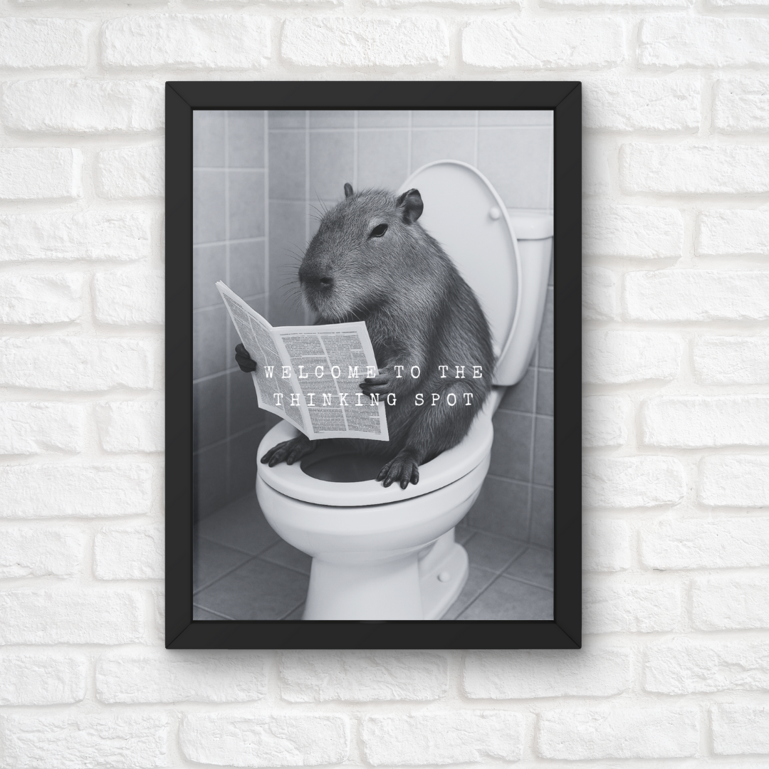 Bathroom Print | Welcome To The Thinking Spot | Capybara Print | Bathroom Decor - Dinky Designs