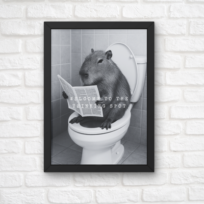 Bathroom Print | Welcome To The Thinking Spot | Capybara Print | Bathroom Decor - Dinky Designs