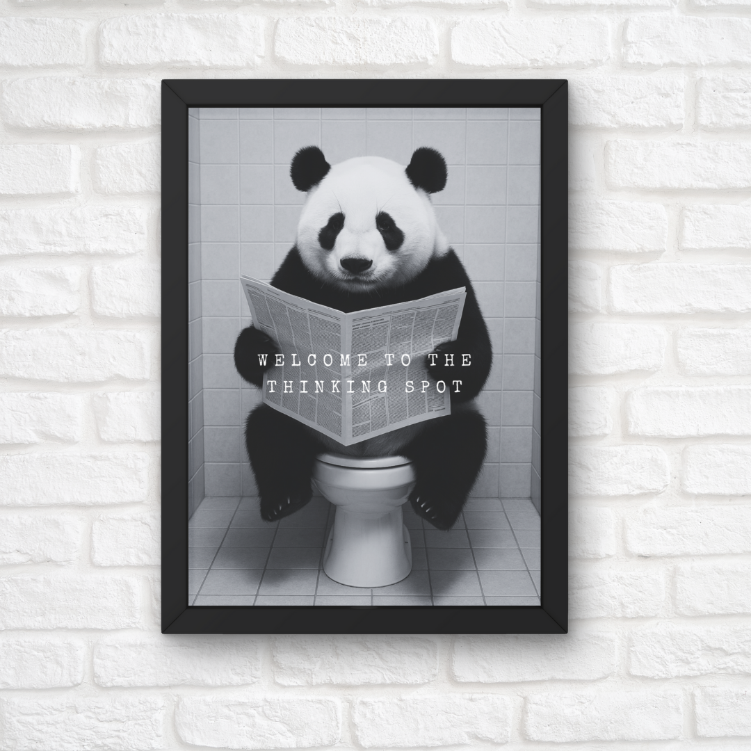 Bathroom Print | Welcome To The Thinking Spot | Panda Print | Bathroom Decor - Dinky Designs