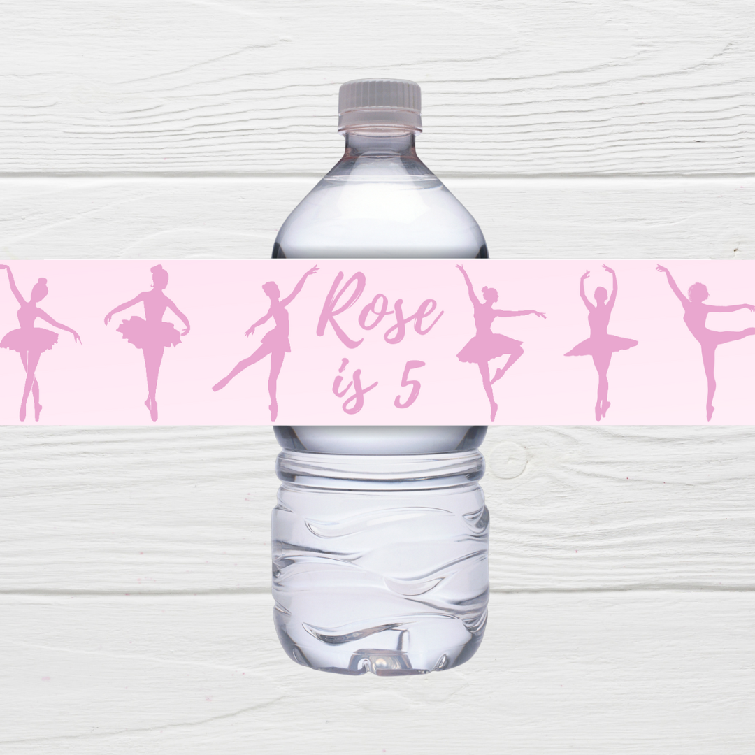 Pink Ballerina Party Water Bottle Labels | Ballerina Stickers | Ballerina Labels