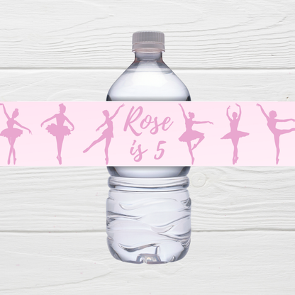 Pink Ballerina Party Water Bottle Labels | Ballerina Stickers | Ballerina Labels