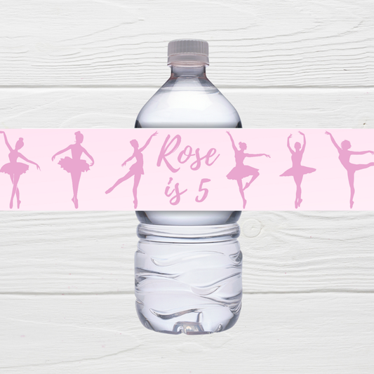 Pink Ballerina Party Water Bottle Labels | Ballerina Stickers | Ballerina Labels