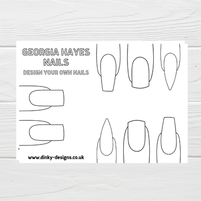 A4 Colouring Activity Sheets | Personalised Nail Design Activity Sheets | Nail Salon Placemats - Dinky Designs