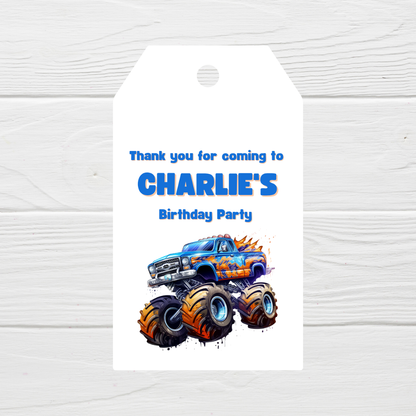 Monster Truck Gift Tags | Monster Truck Party Gift Tags | Circle Gift Tags