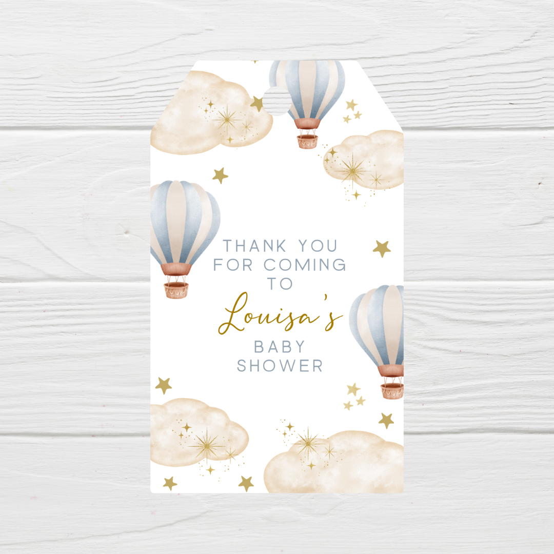 Hot Air Balloon Gift Tags | Blue Air Balloon Gift Tags | Rectangle Gift Tags