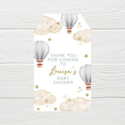 Hot Air Balloon Gift Tags | Blue Air Balloon Gift Tags | Rectangle Gift Tags