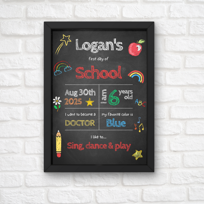 Children's First Day Of School | New School Year | School Milestone Print | Memories Keepsake