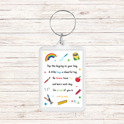 Keyring Gift | First Day At School | Back To School Gift | Quote Poem Keyring