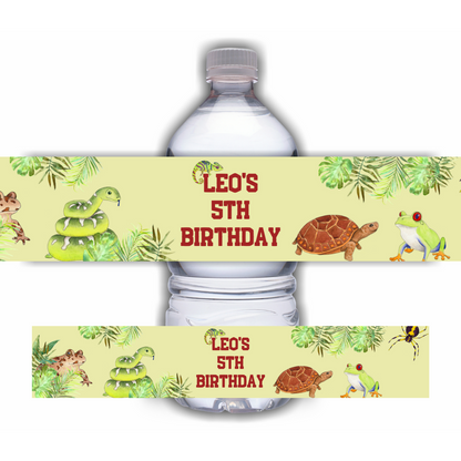 Juice Bottle Labels | Personalised Reptile Labels | Water Bottle Stickers | Reptile Party | Party Stickers