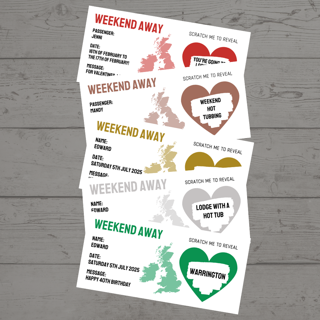 Surprise Ticket Print | Personalised Weekend Away Scratch Reveal Ticket | Staycation UK | Gift Idea