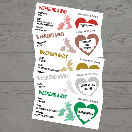 Surprise Ticket Print | Personalised Weekend Away Scratch Reveal Ticket | Staycation UK | Gift Idea